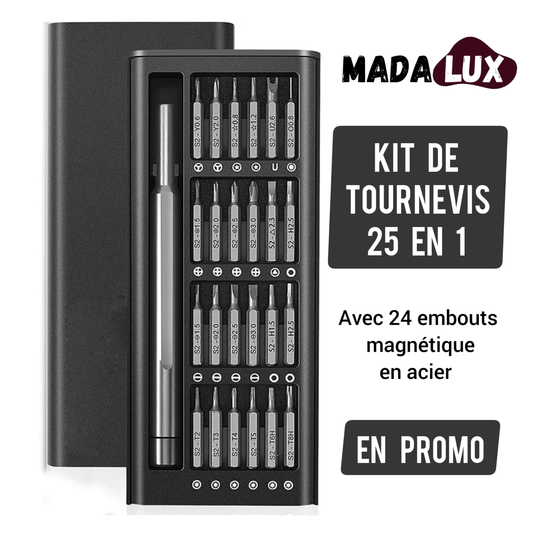🛠️ Nouveau Kit de Tournevis 25 en 1, avec 24 Embouts Magnétiques de Précision en Acier Allié 🛠️